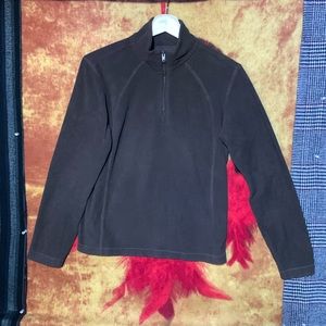 COLUMBIA-women’s brown long sleeve 1/4-zip base layer fleece jacket